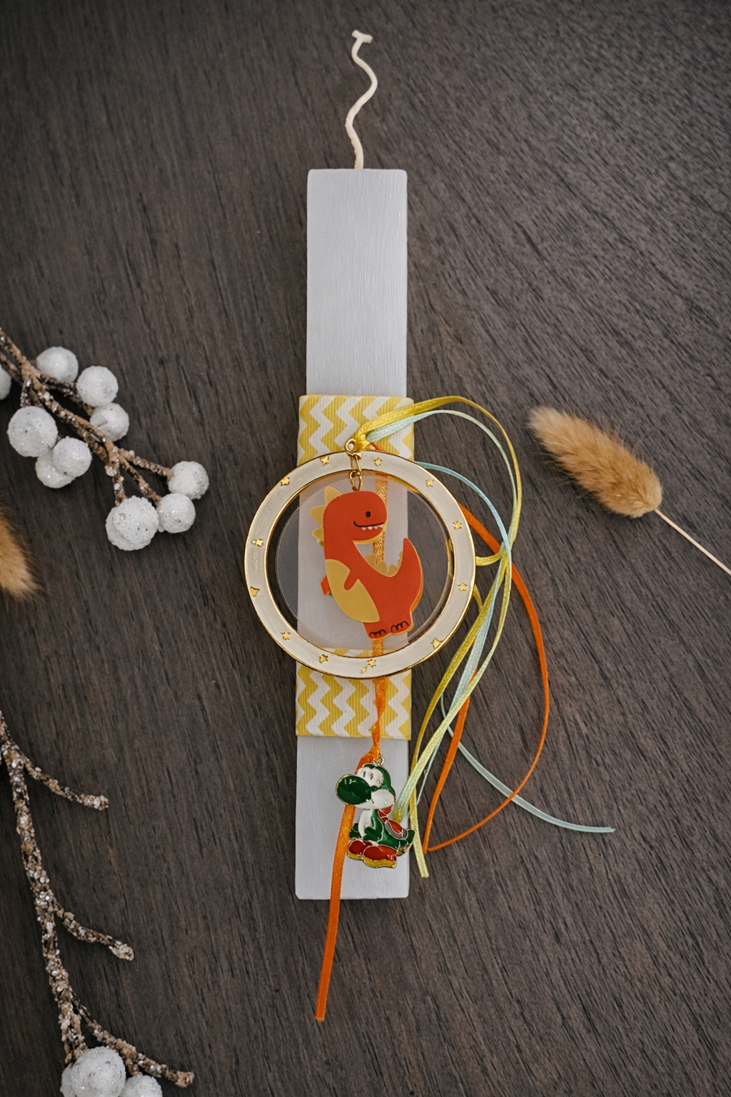 Χειροποίητη Παιδική Πασχαλινή Λαμπάδα – Δεινοσαυράκι