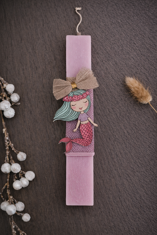 Χειροποίητη Παιδική Πασχαλινή Λαμπάδα – Γοργόνα