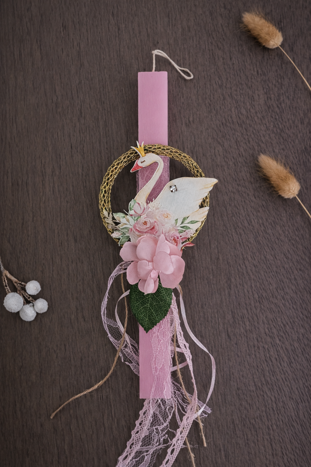 Χειροποίητη Παιδική Πασχαλινή Λαμπάδα – Κύκνος