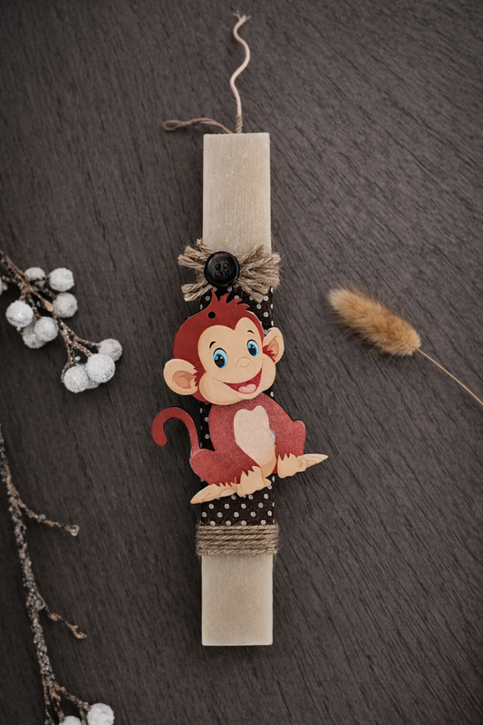 Χειροποίητη Παιδική Πασχαλινή Λαμπάδα – Μαϊμουδάκι