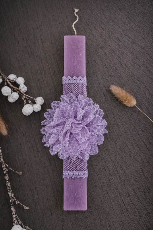 Χειροποίητη Πασχαλινή Λαμπάδα – Λουλούδι μπουτουνιέρα